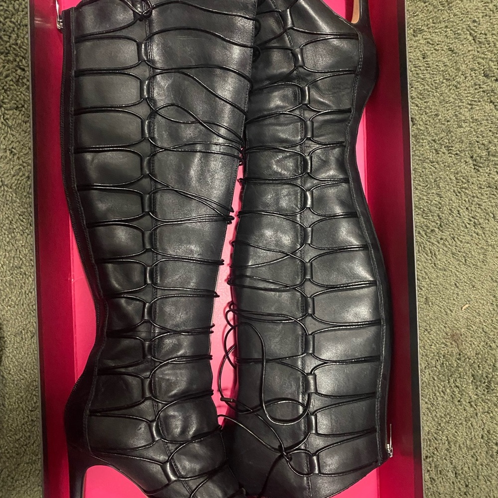 “Host Pick” Vince Camuto Black Leather Knee High Stiletto Tall Boot